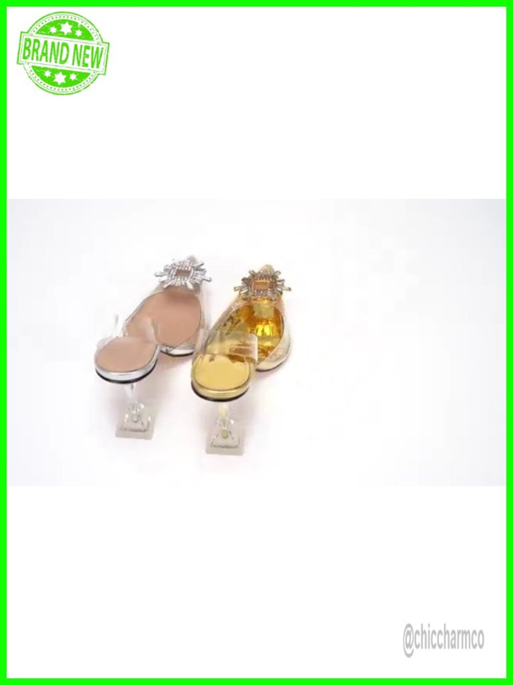 Clear Rhinestone Slingback Heeled Sandals Pointed Toe Wedding Shoes - Picture 6 of 6